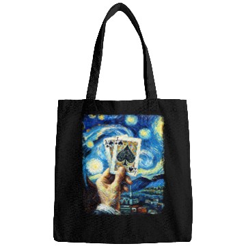 Discover Blackjack Gambling Cards Starry Night Painting Bags