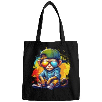 Discover Cool Hip Hop Monkey with Sunglasses Graffiti Style Bags