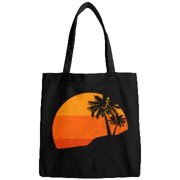 Discover Sunset Palm Trees Retro Tropical Vibes Bags