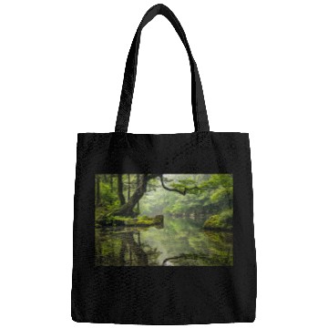 Discover Autumn Leaves on Mossy Rock Cliff Edge Bags