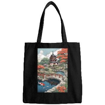 Discover Serenity Under Cherry Blossoms- Japanese castle Bags
