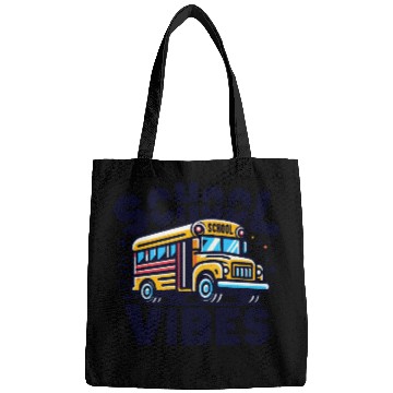 Discover School Vibes Vector Illustration for school bus Bags