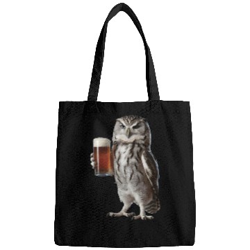 Discover Owl Drinking Beer Realistic Bags