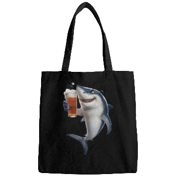 Discover Shark Drinking Beer Realistic Bags