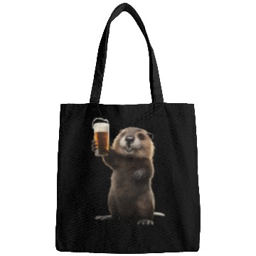 Discover Beaver Drinking Beer Realistic Bags