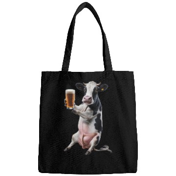 Discover Cow Drinking Beer Realistic Bags