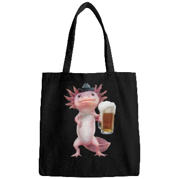 Discover Axolotl Drinking Beer Realistic Bags