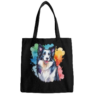 Discover Border Collie Watercolor Bags