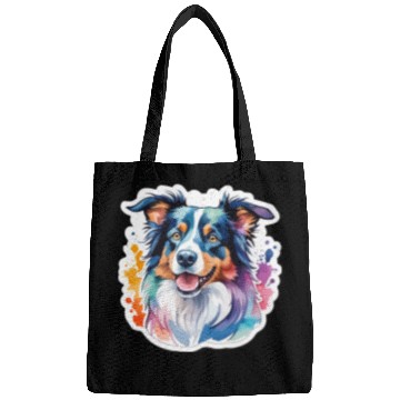 Discover Border Collie Watercolor Bags