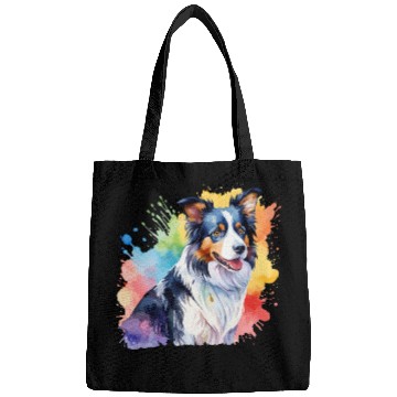 Discover Border Collie Watercolor Bags