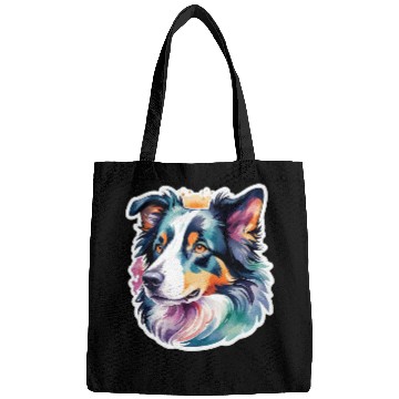 Discover Border Collie Watercolor Bags