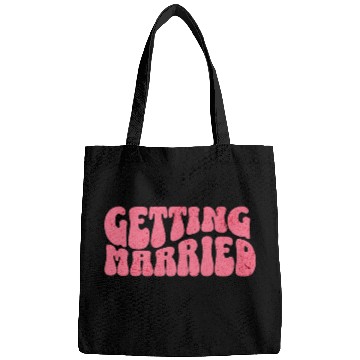 Discover Getting married groovy pink Bachelorette bride Bags
