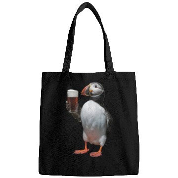 Discover Atlantic Puffin Drinking Beer Realistic Bags