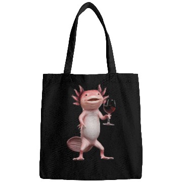 Discover Axolotl Drinking Wine Realistic Bags