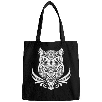 Discover Clever Owl In Tattoo Ink Style Bags
