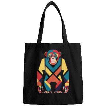 Discover Colorful Geometric Monkey Art Bags