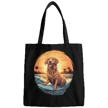 Discover Golden Retriever Dog Surfing Happy Bags