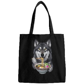 Discover Wolf Eating Ramen Realistic Bags