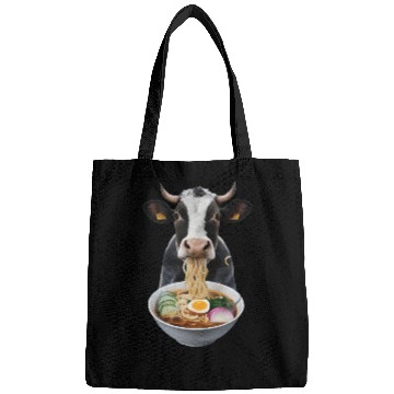 Discover Cow Eating Ramen Realistic Bags