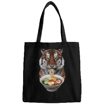 Discover Tiger Eating Ramen Realistic Bags