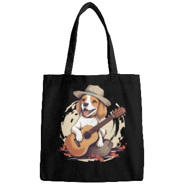 Discover Beagle Playing a Guitar Cute and Happy Bags