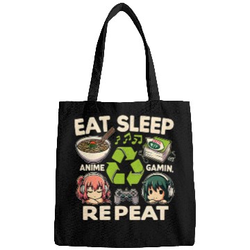 Discover Cute Anime Eat Sleep Anime Repeat Manga Bags