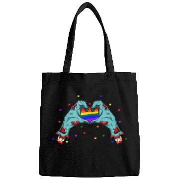 Discover Halloween Hand Skeleton Heart LGBT Pride Rainbow Bags