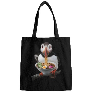 Discover Atlantic Puffin Eating Ramen Realistic Bags