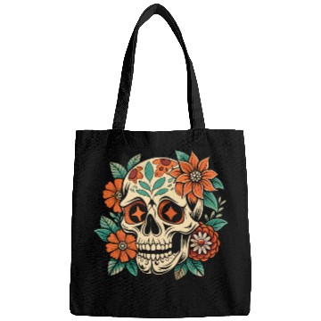 Discover Vintage Retro Halloween Sugar Skull with floral Bags