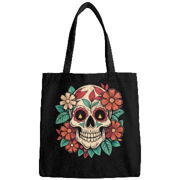 Discover Vintage Retro Halloween Sugar Skull with floral Bags