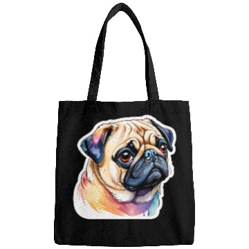 Discover Pug Watercolor Bags