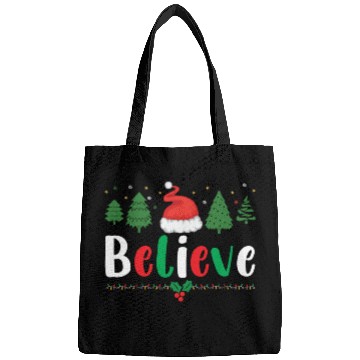 Discover Merry Christmas Believe Santa Claus Hat Xmas Tree Bags