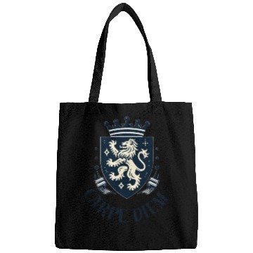 Discover Carpe Diem - Elegant Heraldic Crest With Lion and Bags