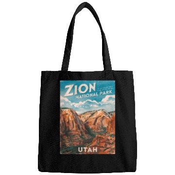 Discover Vintage Travel Zion National Park Utah Landscape Bags