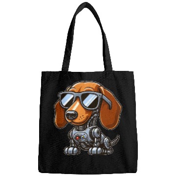 Discover Dachshund Robot Sci-Fi Mech Cyborg Dog Bags