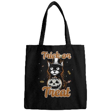 Discover Spooky Black cat Trick Or Treat For Halloween Bags