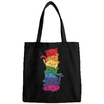 Discover Funny LGBT Cat Stack Rainbow Gay Pride Bags