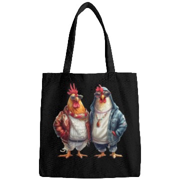 Discover Streetwear-dressed chickens looking Bags