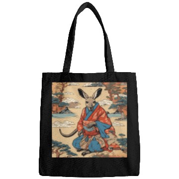 Discover Retro Ukiyo-e Style Kangaroo Caricature Bags