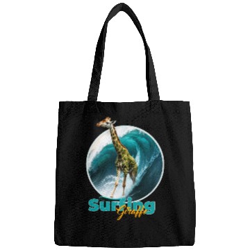 Discover Surfing Giraffe in a Storm Bags