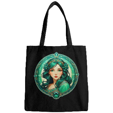 Discover Emerald Haired Fantasy Princess Portrait Bags