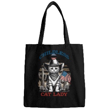 Discover VOTE Like a Childless Cat Lady Funny Voting Kamala Bags