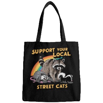 Discover Support Your Local Street Cats Raccoon Bags