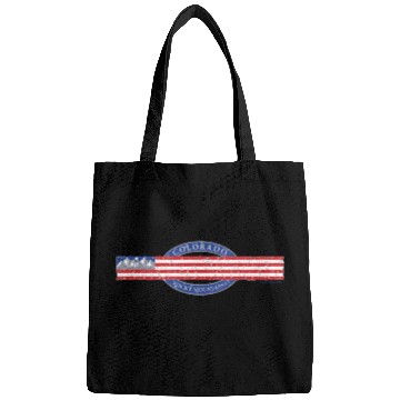 Discover Colorado Mountain and USA Flag Grey Bags