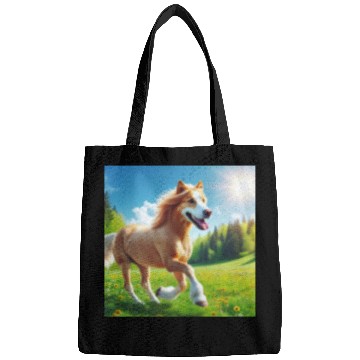 Discover The golden retriever-horse Bags