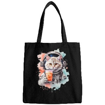 Discover Space Cat Japanese Retro Kawaii Cute Kawaii Astron Bags