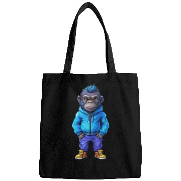 Discover Illustration of a hip-hop chibi gorilla. Bags