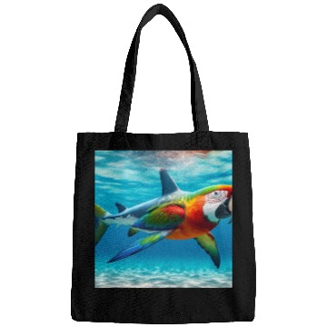 Discover The great white shark-parrot Bags