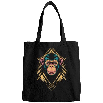 Discover Vibrant Geometric Monkey Art with Neon Colors Bags