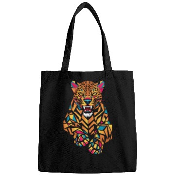 Discover Colorful Geometric Jaguar Illustration Bags